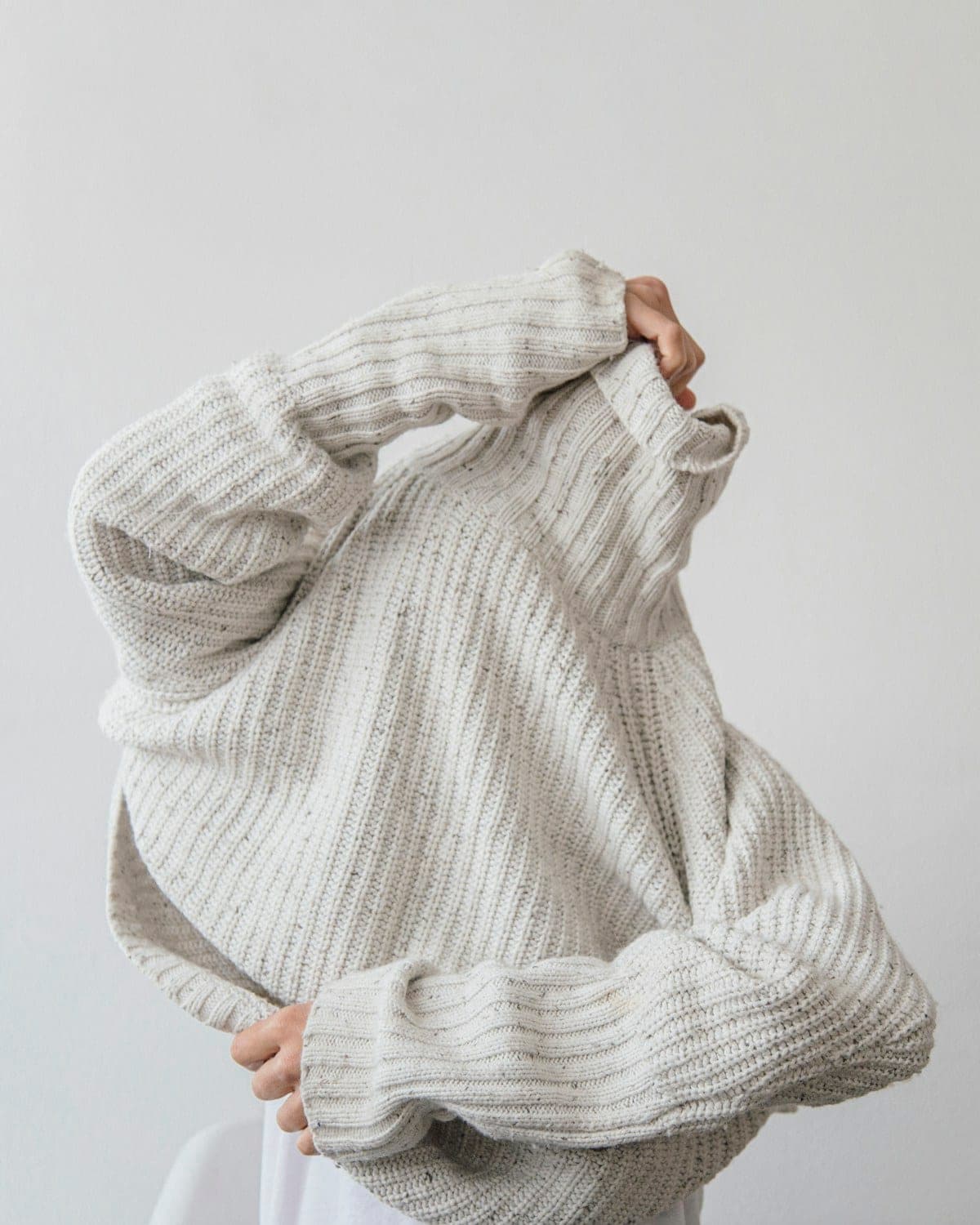 Cream ribbed knit sweater